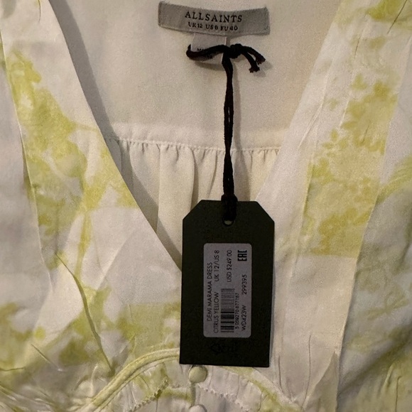 All Saints Demi Marais Dress Citrus Yellow Cocktail Dress 8 - Picture 7 of 9